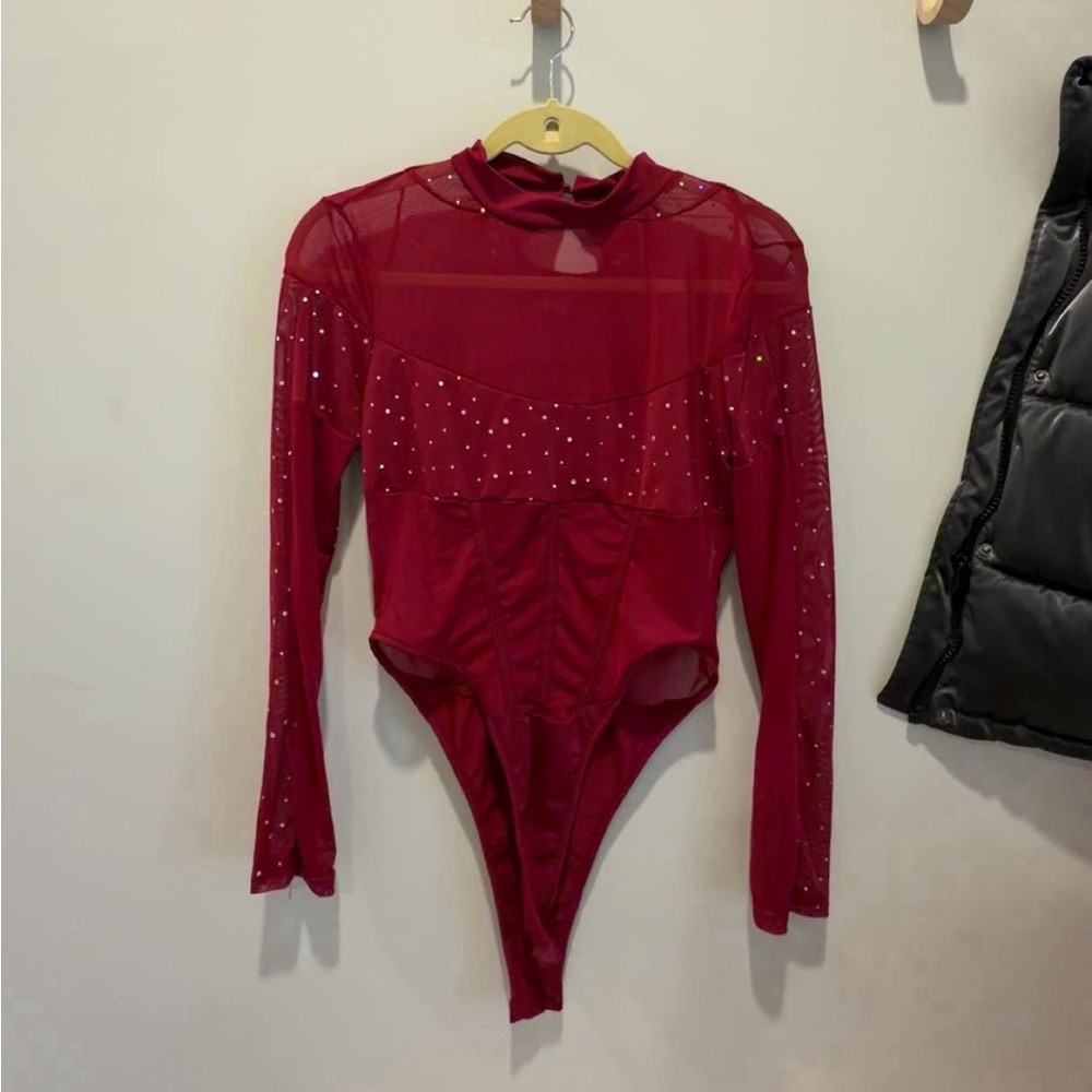 SHEIN Red Sparkle Bodysuit